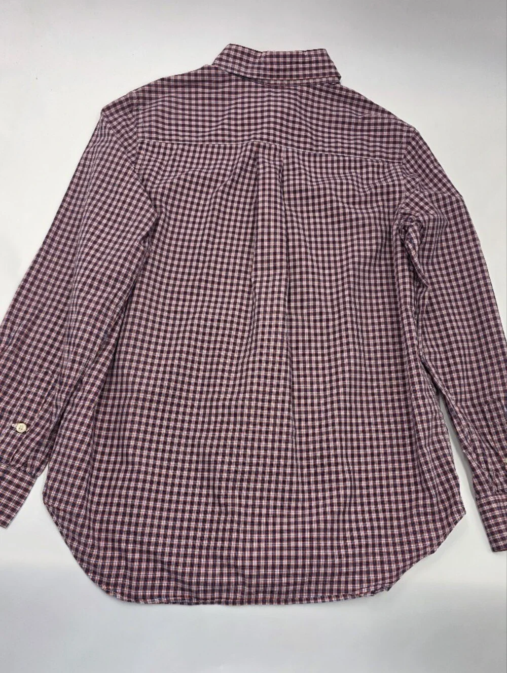 Ralph Lauren boys' navy and orange plaid button down shirt size L